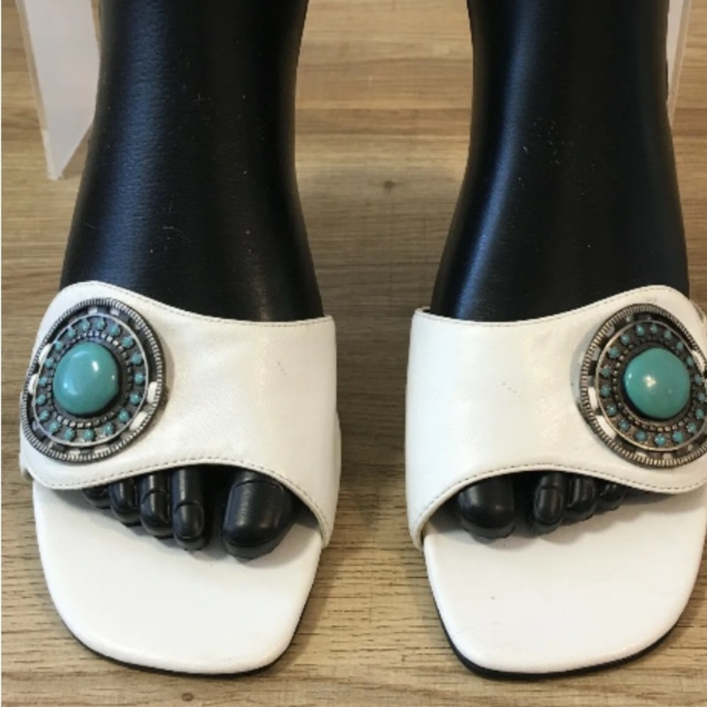 New, Monzo & Franco , Slip on white sandal heel size: 7.5 - Picture 4 of 9